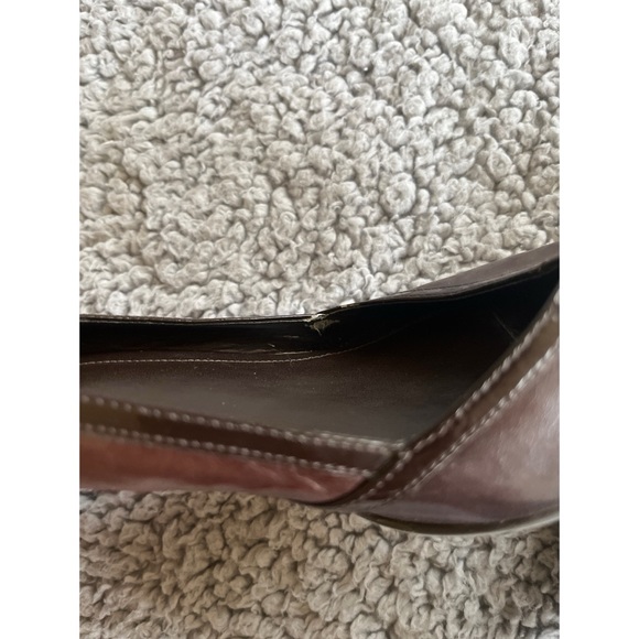 Alex Marie 7.5 Brown Leather Peep Toe Heels. - Picture 2 of 8